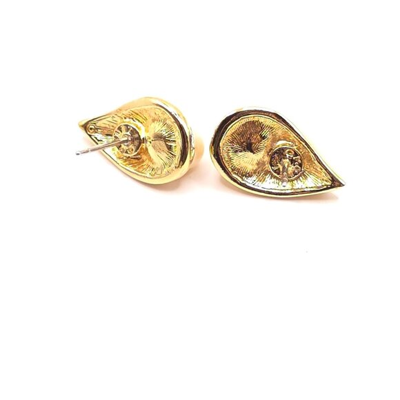 Monet Gold-Tone Earrings With Faux Pearl & Clear Gemstones - Picture 3 of 6